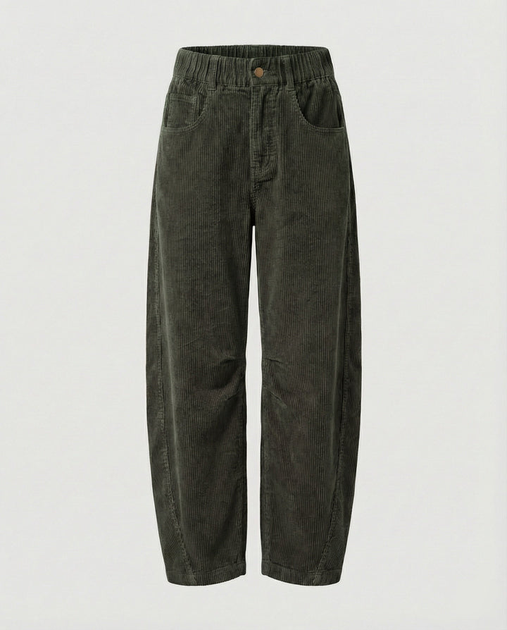 Pantalon en velours côtelé pour femmes Pantalon large Taille haute