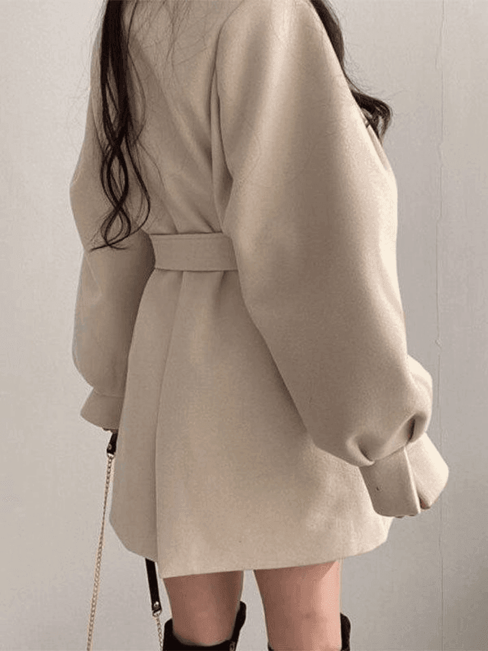 Levoire | Manteau En Laine Ceinturé À Manches Bouffantes