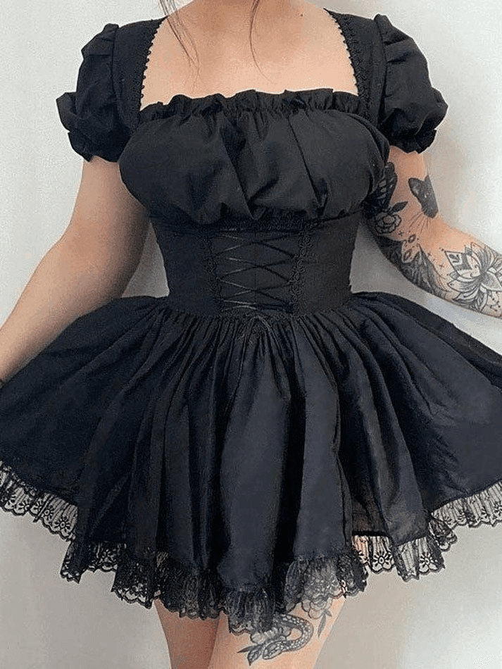 Levoire | Manches Bouffantes Korsatztbindung Robe Mini