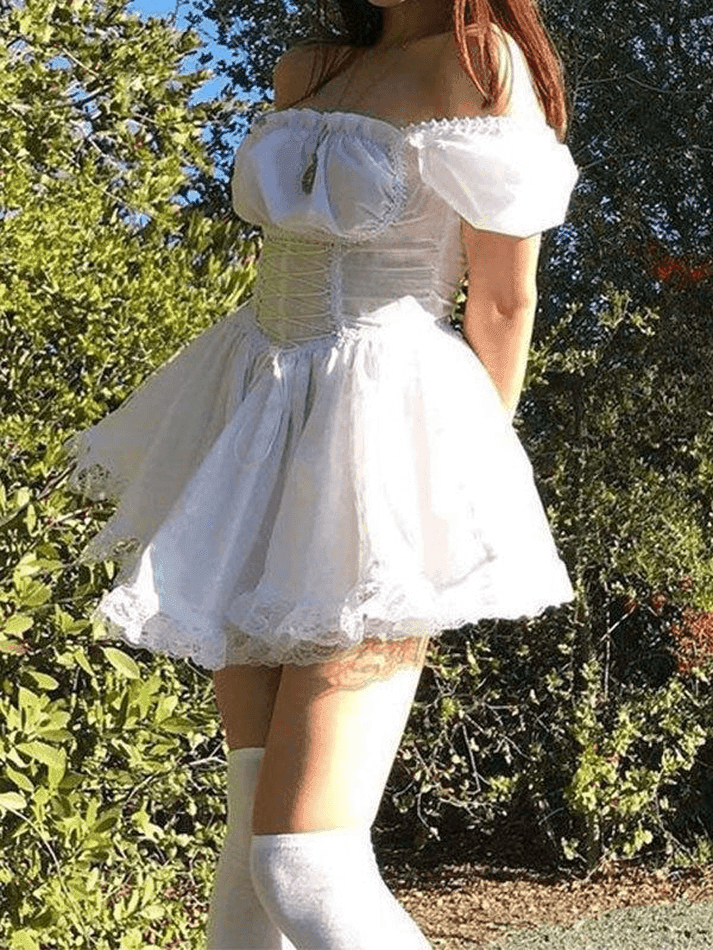 Levoire | Manches Bouffantes Korsatztbindung Robe Mini