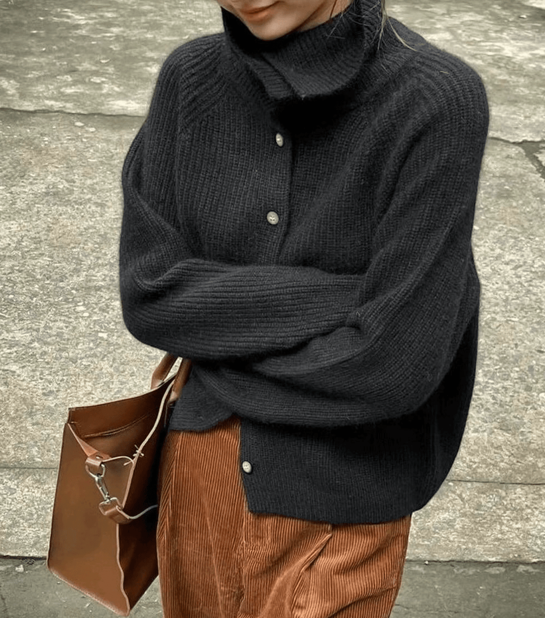 Levoire | Pull À Col Roulé Épais En Laine Pour Femmes Noir Taille unique