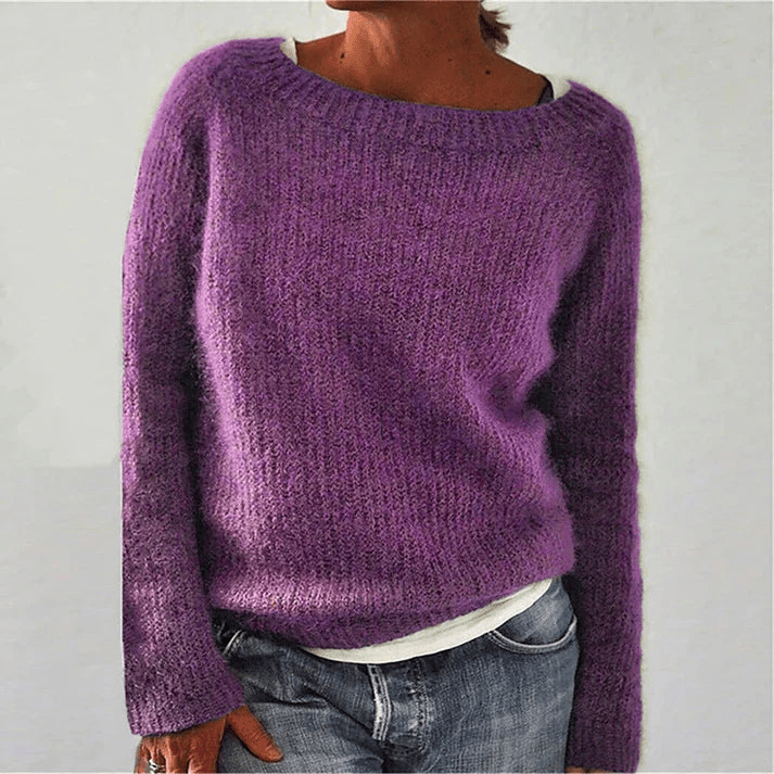 Levoire | Pull en tricot classique femme Sweatshirt Jumper Gilet Lilas