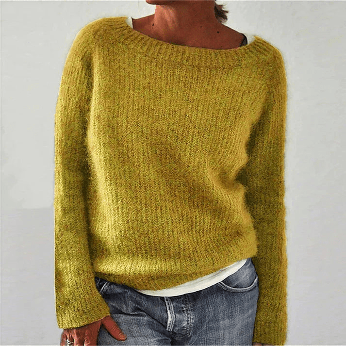 Levoire | Pull en tricot classique femme Sweatshirt Jumper Gilet Jaune