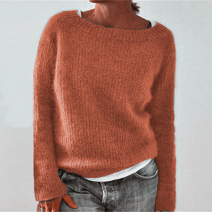 Levoire | Pull en tricot classique femme Sweatshirt Jumper Gilet Orange