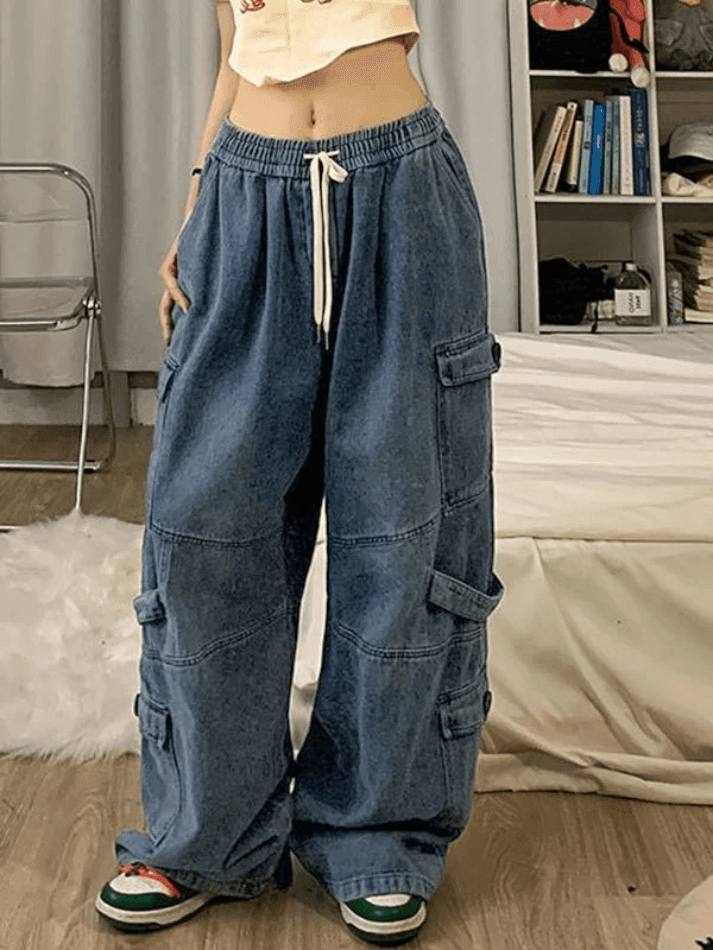 Levoire | Jean Cargo Baggy Bleu Punk Lavé