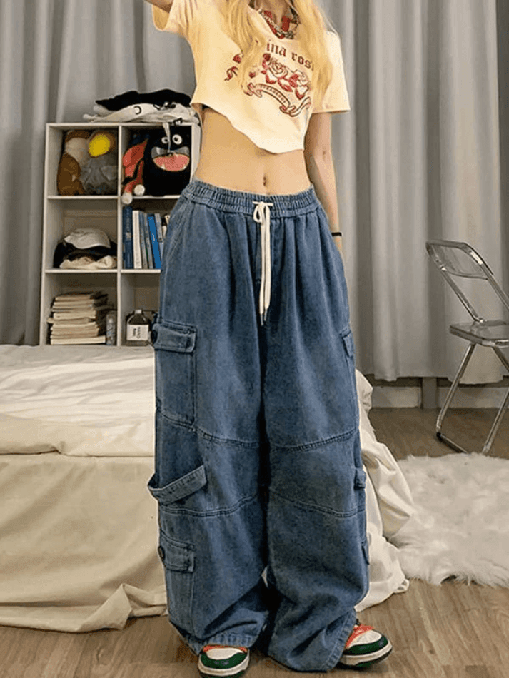 Levoire | Jean Cargo Baggy Bleu Punk Lavé