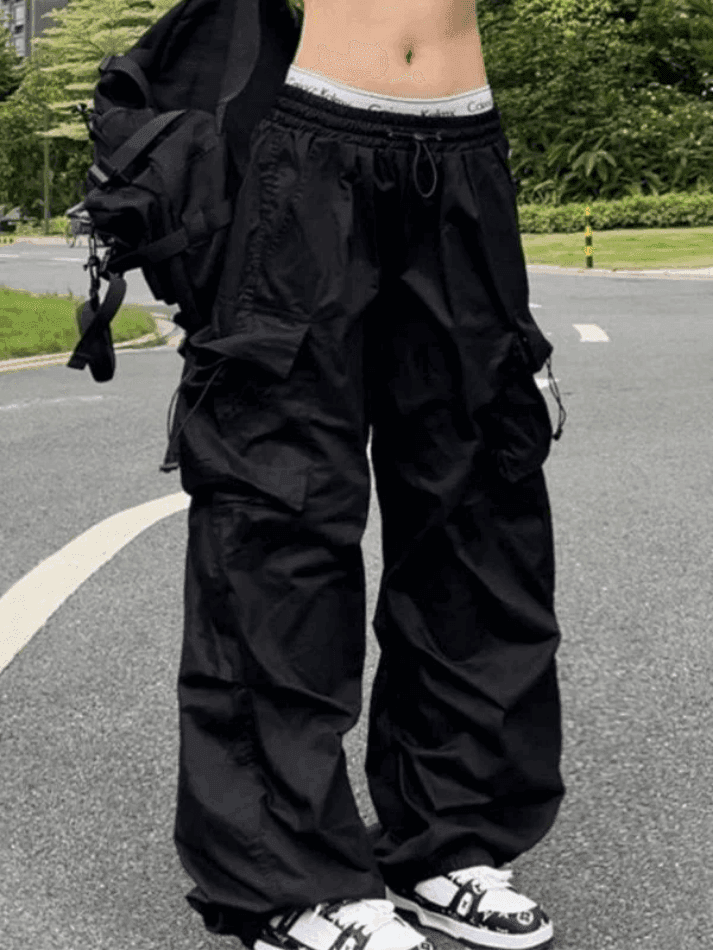 Levoire | Punk Raffinement Pantalon Cargo Baggy Noir