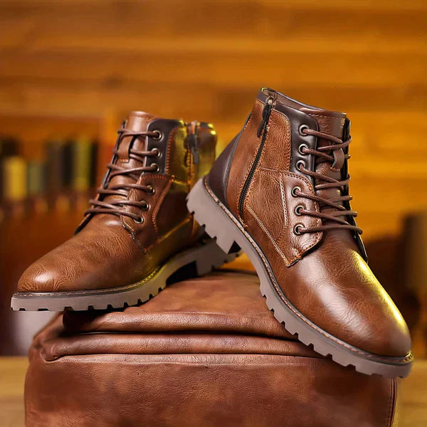 Levoire | Bottes en cuir premium à lacets Braun