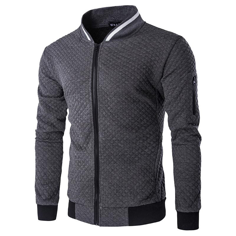 Levoire | Veste À Motifs Pour Hommes Avec Col Montant Et Fermeture Éclair gris