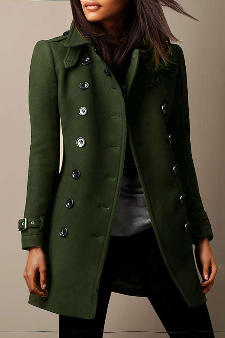 Levoire | Manteau Trench Long Élégant Vert