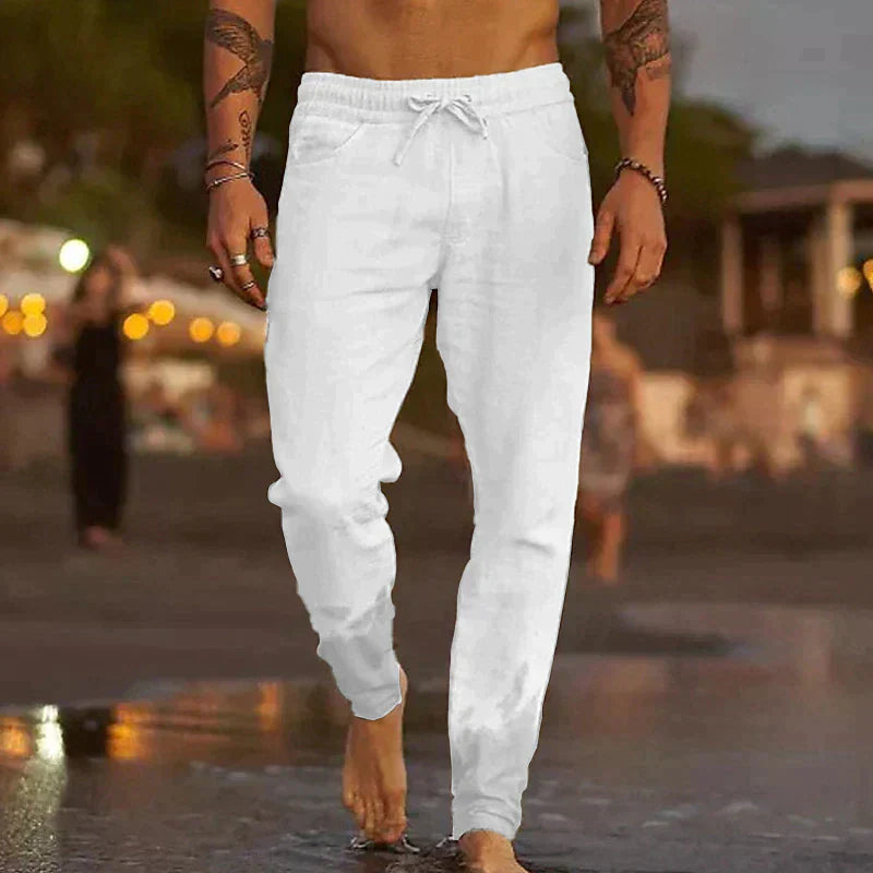 Levoire | Pantalon En Lin Pour Hommes Blanc