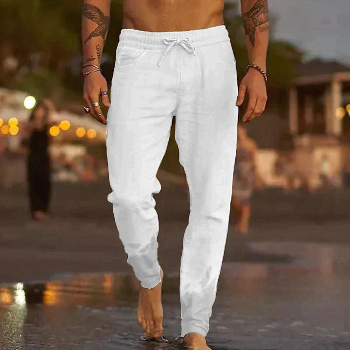Levoire | Pantalon En Lin Pour Hommes Blanc