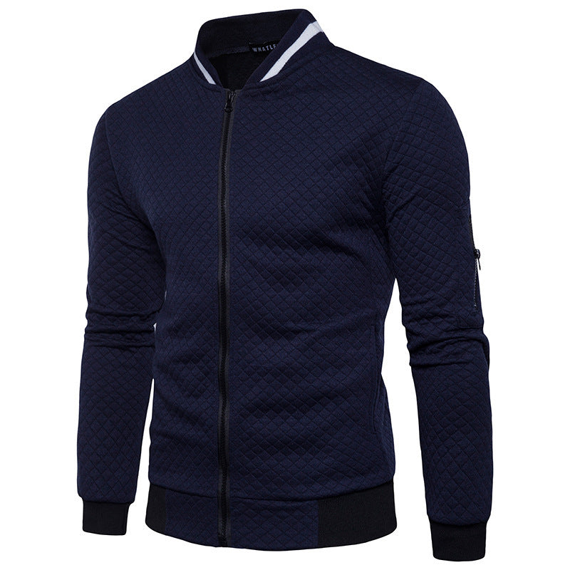 Levoire | Veste À Motifs Pour Hommes Avec Col Montant Et Fermeture Éclair bleu