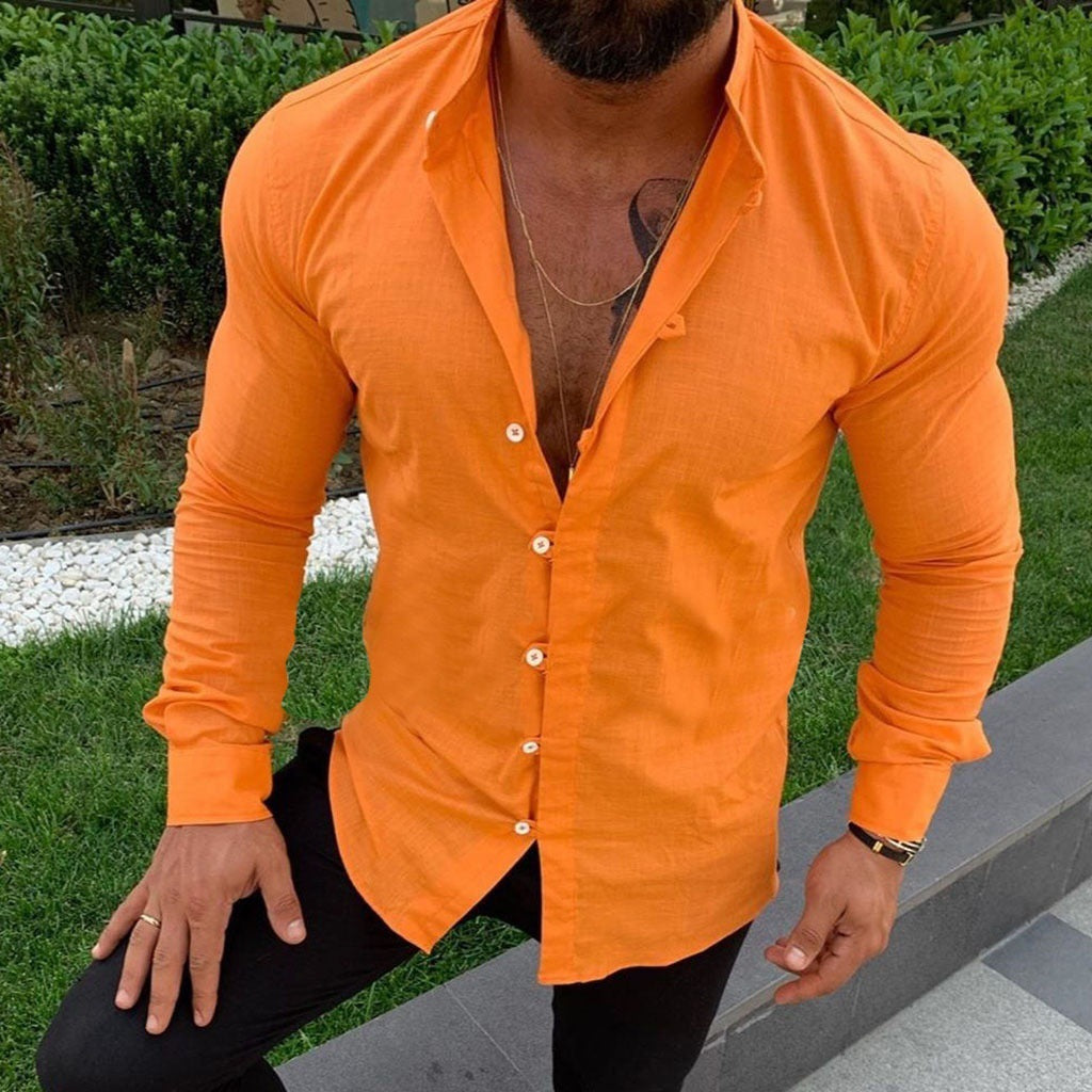 Levoire | Chemise Homme En Lin Unie orange