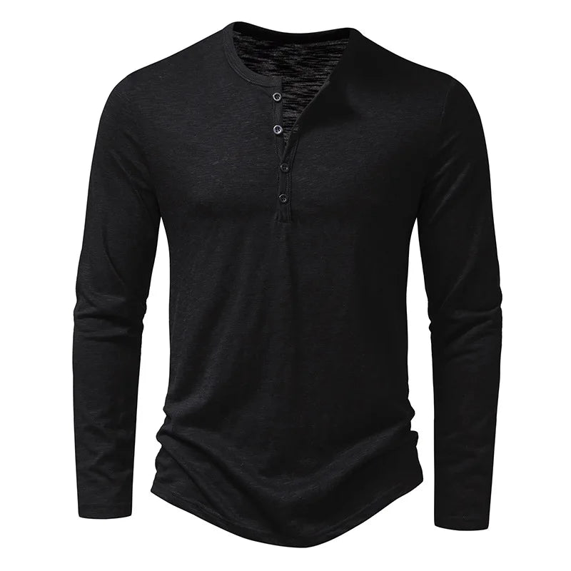 Levoire | T-Shirt Long À Boutons Pour Homme Noir