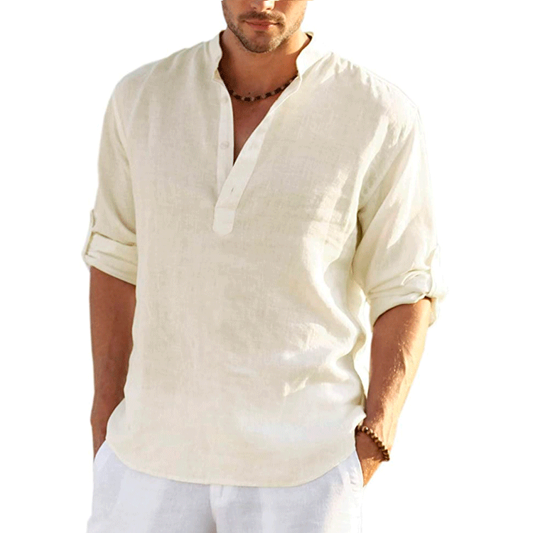 Levoire | Chemise En Lin Pour Hommes Unicolore beige