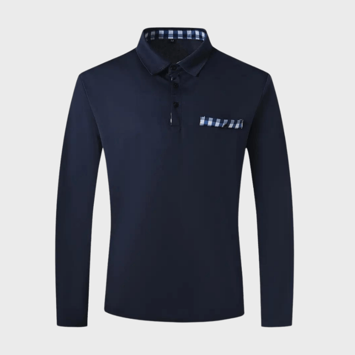 Levoire | Polo Manches Longues Décontracté Homme Bleu marine