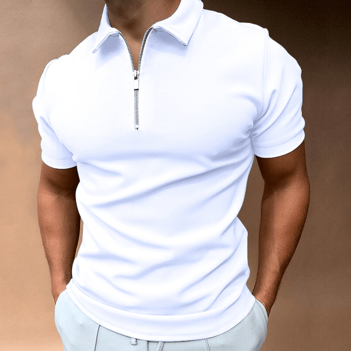 Levoire | Polo T-shirt pour hommes polo avec fermeture éclair et col confortable et tendance Blanc