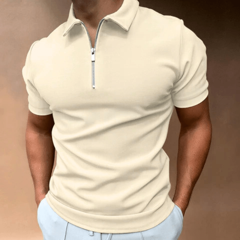 Levoire | Polo T-shirt pour hommes polo avec fermeture éclair et col confortable et tendance Beige