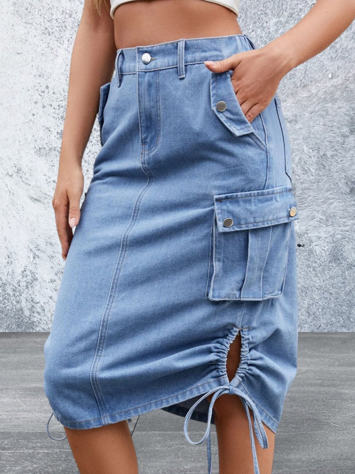 Levoire | Jupe En Denim À Cordon Avec Poches Cargo