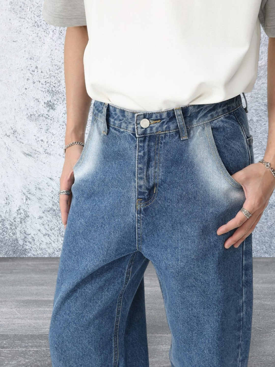 Levoire | Jean Homme Droit Avec Look Denim Délavé