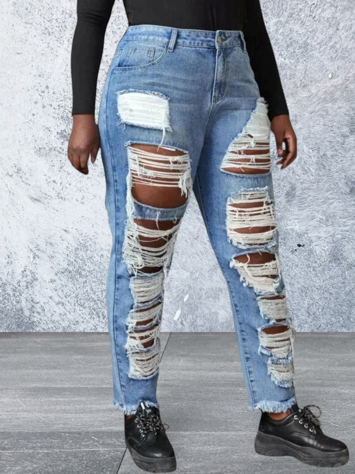Levoire | Taille Plus Jeans Effilochés À Bruts Bleu clair 20