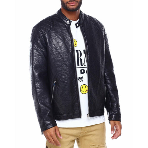 Levoire | Hommes Veste En Cuir Pu Noir À Zip Intégral