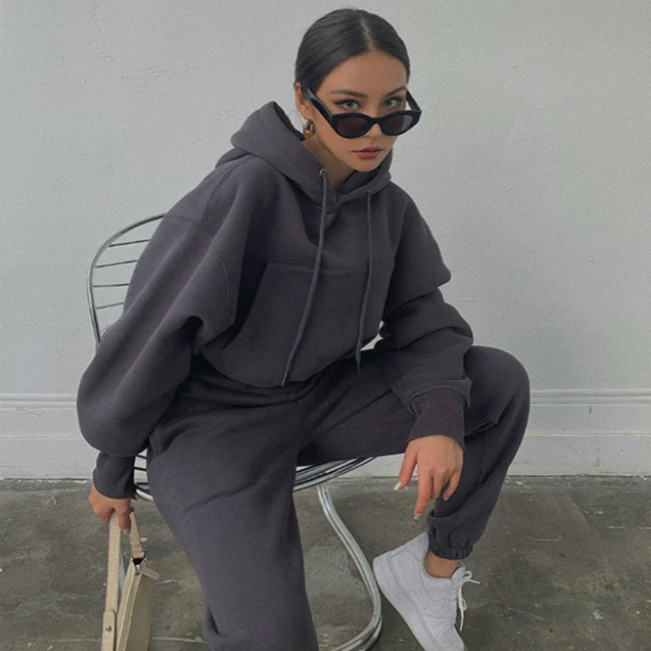 Levoire | Ensemble À Capuche Tendance Pour Femmes Gris Foncé