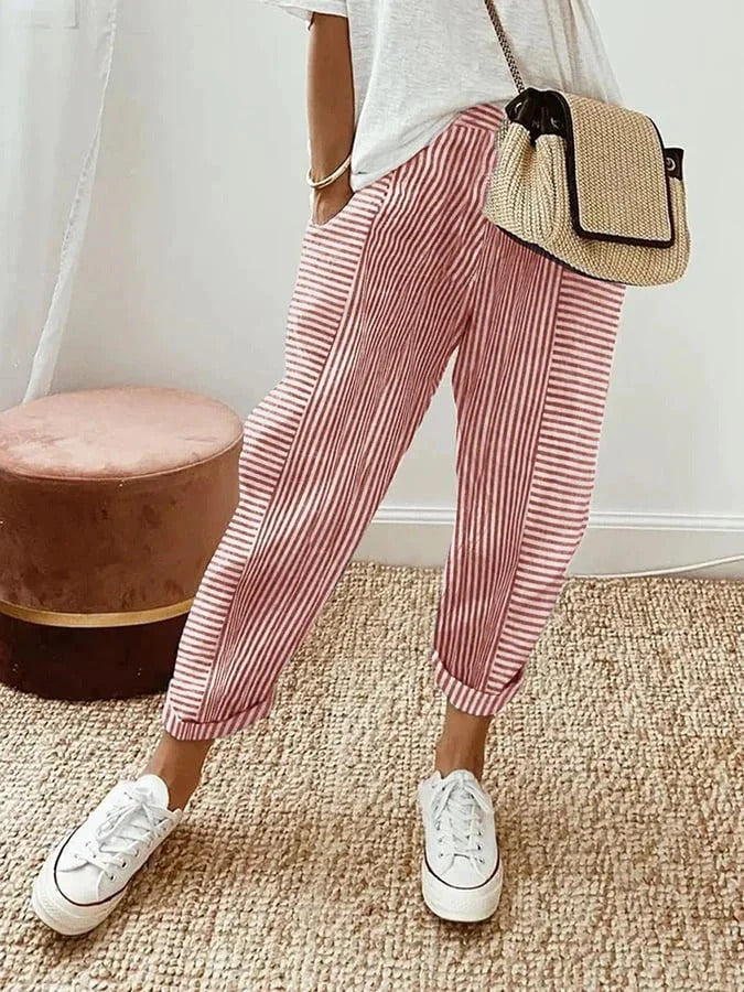 Levoire | Pantalons rayés confortables Rot