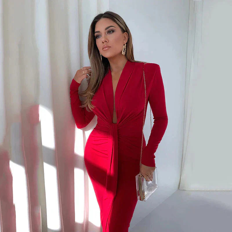 Levoire | Décolleté V-Étroit Robe Rot