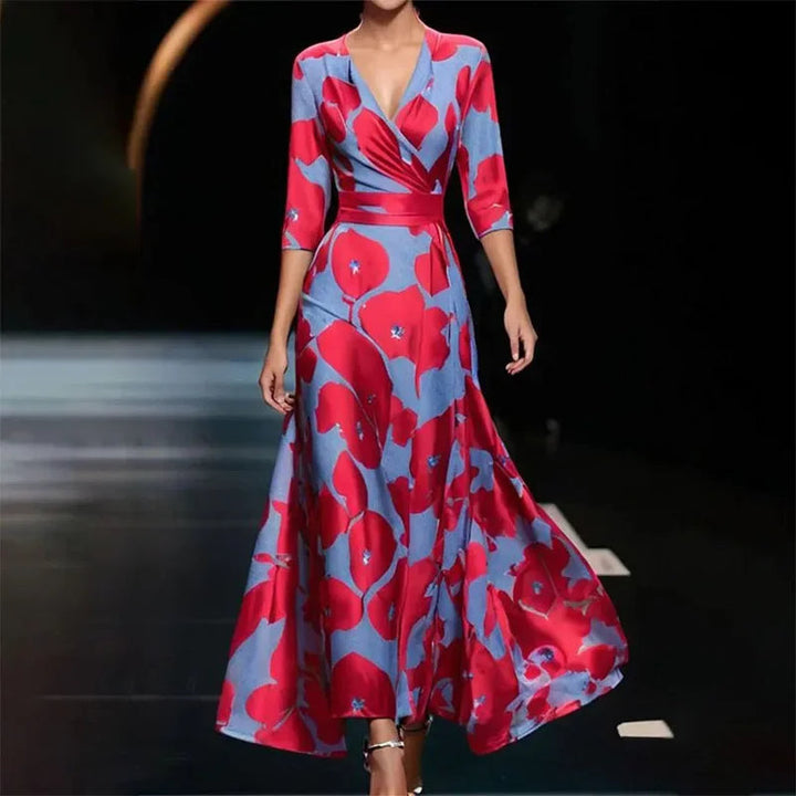 Levoire | Design À Manches Robe Pour Femmes Bleu Rouge