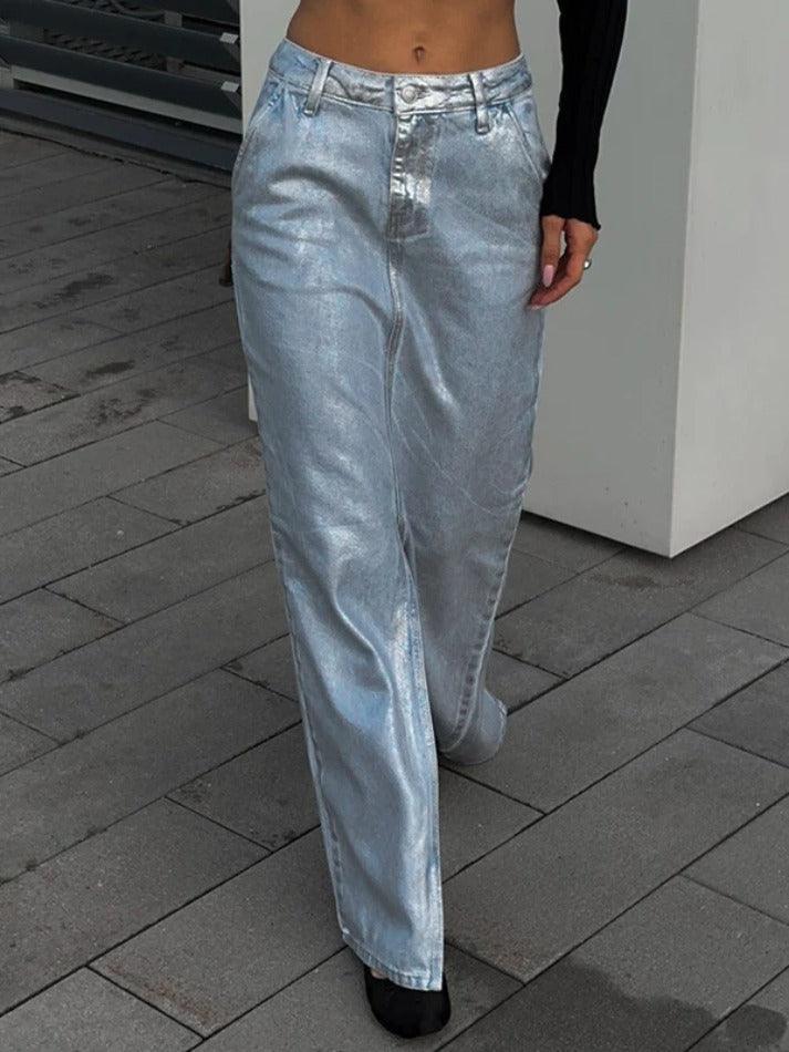 Levoire | Jupe Maxi En Denim À Fente Réfléchissante Bleu