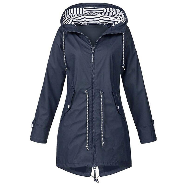 Levoire | Manteau De Pluie Plus Long Avec Capuche Bleu foncé