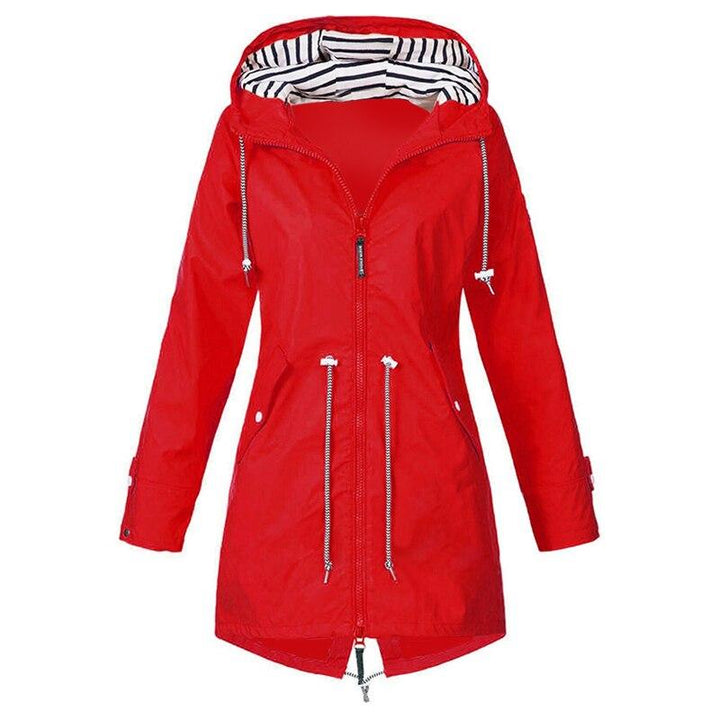 Levoire | Manteau De Pluie Plus Long Avec Capuche Rouge