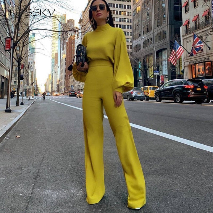 Levoire | Combinaison Sans Manches Col Haut Slim Fit Pour Femmes Jaune