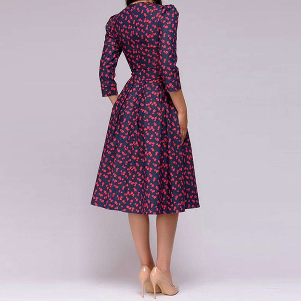 Levoire | Robe Midi Vintage Avec Imprimé Floral Pour Femmes