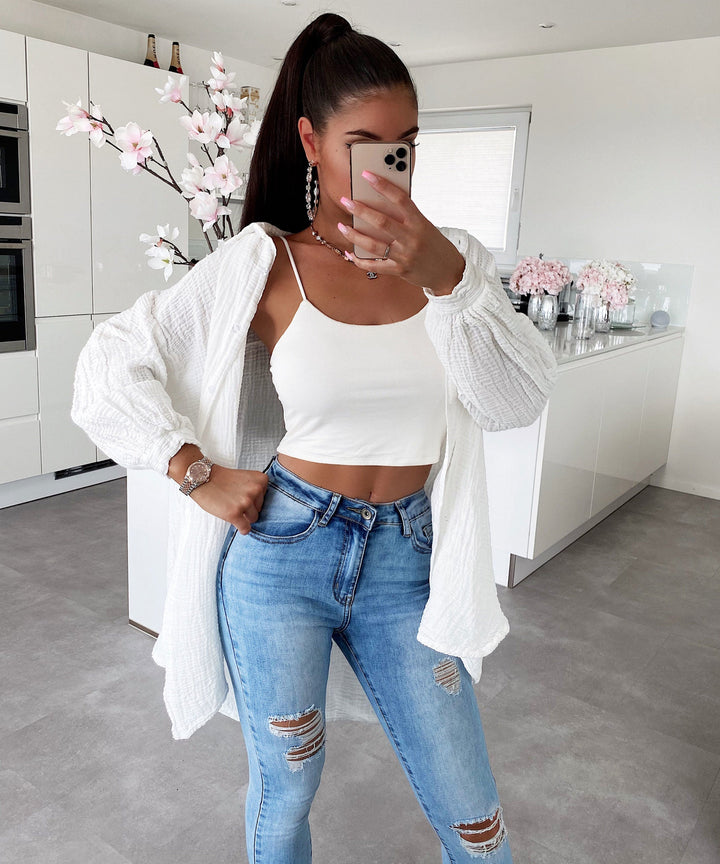 Levoire | Blanc Musselini Chemise Longue