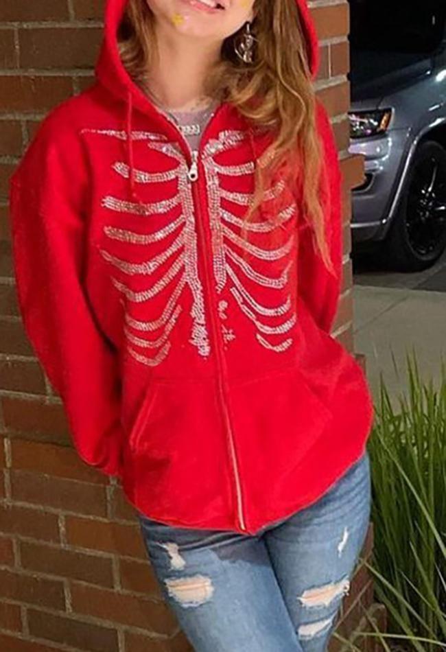Levoire | Sweat À Capuche Zippé En Strass Skull