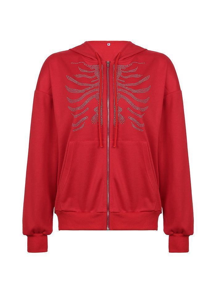 Levoire | Sweat À Capuche Zippé En Strass Skull