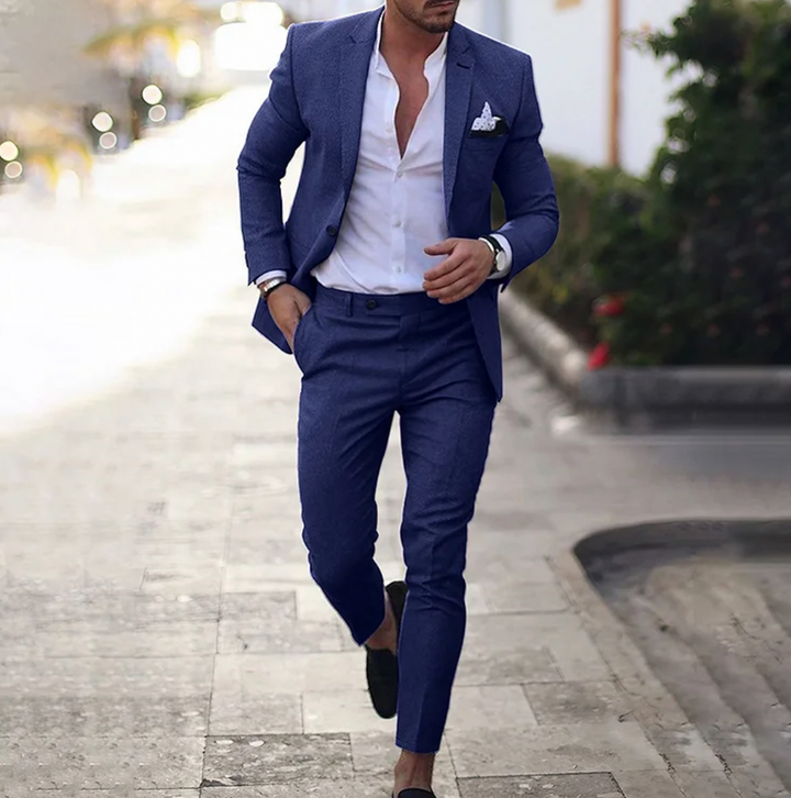 Levoire | Costume En Lin Pour Homme Léger, Respirant Et Élégant Bleu foncé