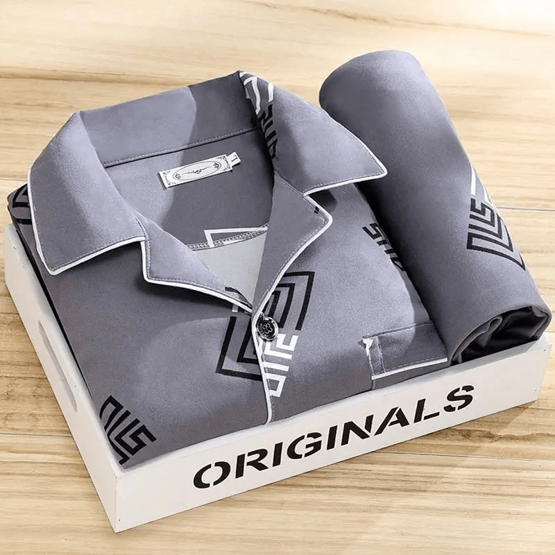 Levoire | Ensemble pyjama avec boutons pour hommes vêtements de nuit Gris tempête
