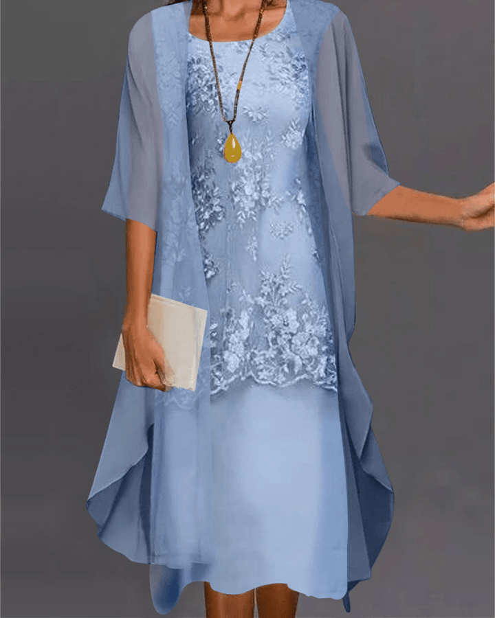Levoire | Robe midi chiffon deux pièces Bleu ciel