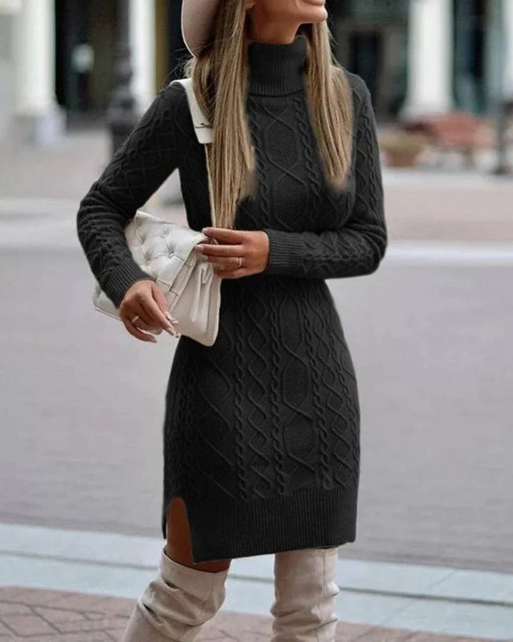 Levoire | Robe Midi Confortable Col Haut Noir