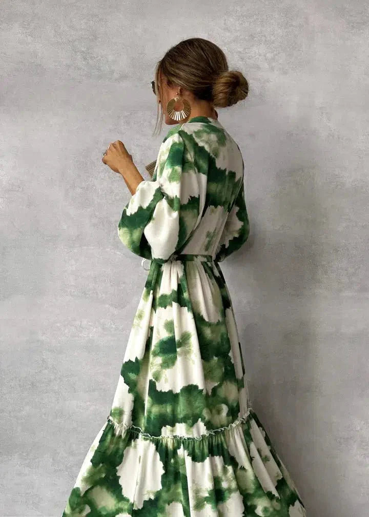 Levoire | Robe Maxi Femme Manches Longues Décolleté Élégant Et Flottant Design