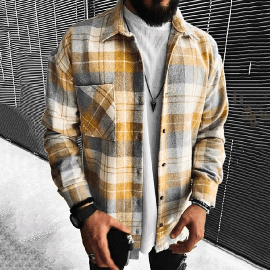 Levoire | Veste pour Hommes Chemise Épaisse Chaude & Tendance Marron Grey
