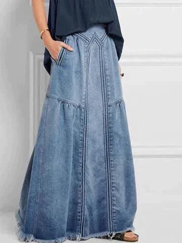 Levoire | Jupe En Denim Longue Avec Taille Élastique