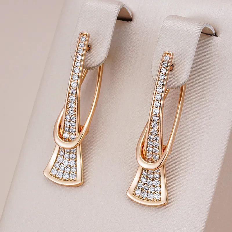 Levoire | Belle Boucles D'Oreilles En Zircon Naturel Rose Doré Couleur or rose doré