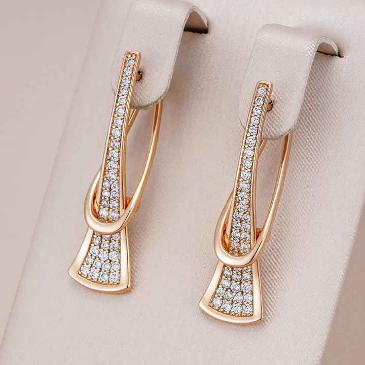 Levoire | Belle Boucles D'Oreilles En Zircon Naturel Rose Doré Couleur or rose doré