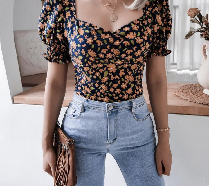Levoire | T-Shirt Avec Des Manches Bouffantes Un T-Shirt Joyeux Et Estival Orange