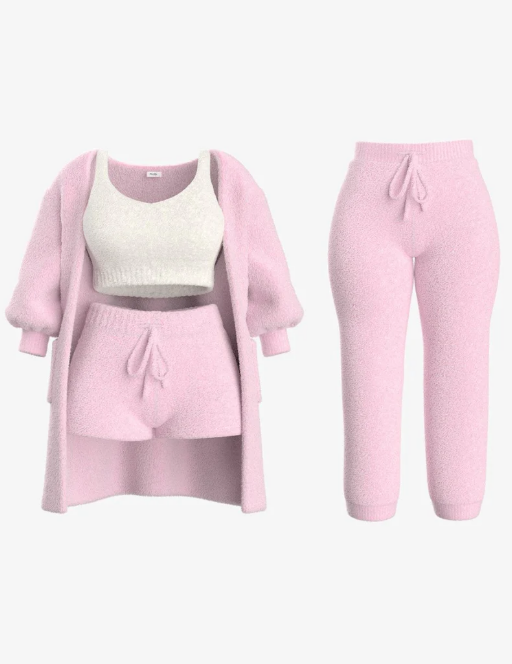Levoire | Ensemble Confort Lux Gilet, Soutien-Gorge, Shorts, Pantalons Et Chaussettes Rosa